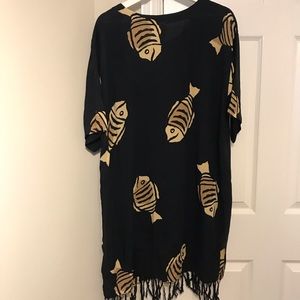 Rain Resort Wear Fish Print Swim Cover Up